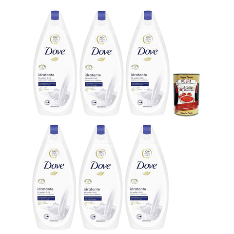 Dove bagnodoccia idratante, Schaumbäder Bades bath shower foam, Weichheit und Pflege 6x 450 ml Original italienisch inkl. Italian Gourmet Polpa 400g