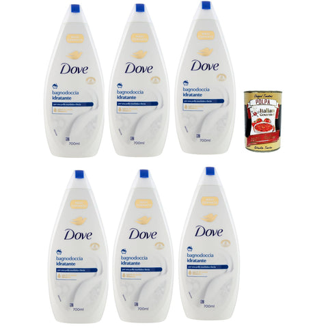 Dove bagnodoccia idratante, Schaumbäder Bades bath shower foam, Weichheit und Pflege 6x 700 ml Original italienisch inkl. Italian Gourmet Polpa 400g