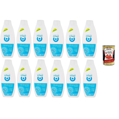 Infasil Feuchtigkeitsspendende Duschgel, pflegend, klinisch getestet und hautfreundlich, Schaumbad 12x 500 ml inkl. Italian Gourmet polpa 400g Original italienisch