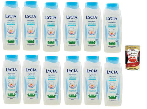 Lycia bagnodoccia Delicato, con acqua micellare, mizellare Wasser und Lotusblume, Schaumbäder Bades bath shower foam 12x 750 ml Original italienisch inkl. Italian Gourmet Polpa 400g