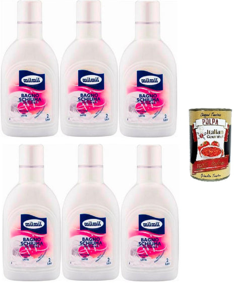 Milmil Duschgel, Milchprotein Duft, praktisches Convenience Format, dermatologisch getestet – 6x2000ml Original italienisch Pflege