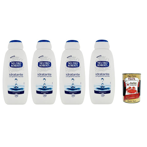Neutro Roberts Bagnodoccia Idratante, Duschgel mit Natürlichem Glycerin Duschgel Hilft 4x450ml Original italienisch Pflege