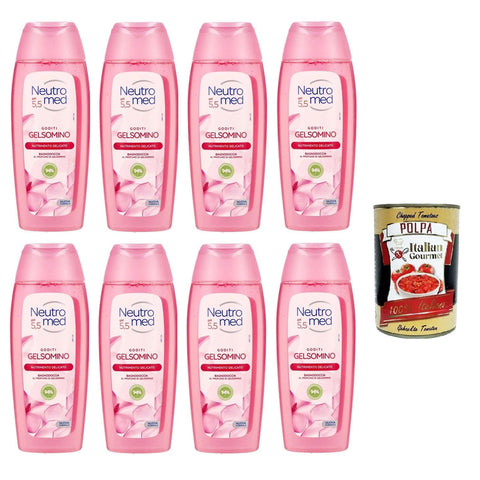 Neutromed pH 5,5 Gelsomino Bagnodoccia pH 5,5 Jasmine Body Wash 8x 400 ml Original italienisch inkl. Italian Gourmet Polpa 400g