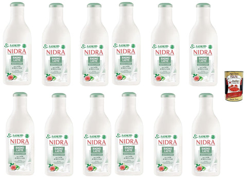 Italian Gourmet E.R. Duschgel Nidra Bagnolatte Addolcente Duschgel Hilft, die Haut mit Feuchtigkeit zu versorgen und zu reinigen mit Feigenmilch und Aloe-Extrakt 12x 750ml + Italian Gourmet polpa 400g 8032804040014