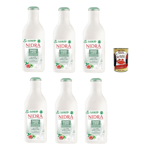Nidra Bagnolatte Addolcente Duschgel Hilft, die Haut mit Feuchtigkeit zu versorgen und zu reinigen mit 6x750ml Original italienisch Pflege