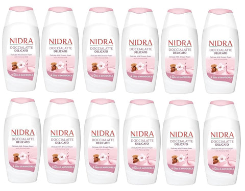 Italian Gourmet E.R. Duschgel Nidra Doccialatte Delicato Duschgel Hilft, die Haut mit Feuchtigkeit zu versorgen und zu reinigen mit Milchproteine und Mandelmilch 12x 250ml + Italian Gourmet polpa 400g 8032804040014
