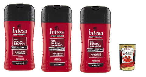 Italian Gourmet E.R. Duschgel Vereinbarung Homme Dusche & Shampoo 3x 250 Ginseng Kompatible für Körper und Haar + Italian Gourmet polpa 400g 8032804040014