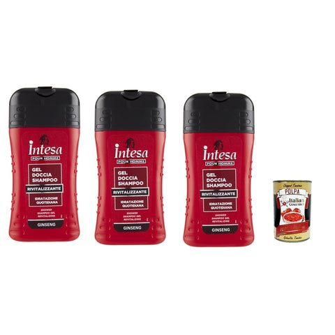 Vereinbarung Homme Dusche & Shampoo 3x 250 Ginseng Kompatible für Körper und Haar Original italienisch inkl. Italian Gourmet Polpa 400g