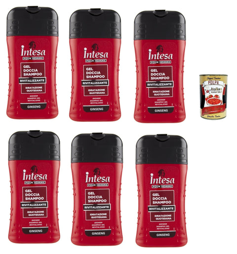 Italian Gourmet E.R. Duschgel Vereinbarung Homme Dusche & Shampoo 6x 250 Ginseng Kompatible für Körper und Haar + Italian Gourmet polpa 400g 8032804040014