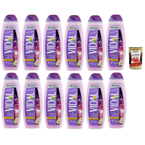 Vidal emotions bagnodoccia exotic love fiori di tiaré 500 ml, Diademblumen Schaumbäder Bades bath shower foam 12x 500ml Original italienisch inkl. Italian Gourmet Polpa 400g