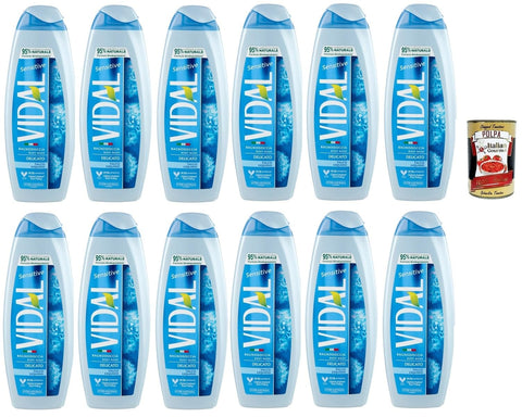 Italian Gourmet E.R. Duschgel Vidal Sensitive Bagnodoccia Delicato Talco Liquido, Talkum Schaumbäder Bades bath shower foam, Pflege und Reinigung des Körpers 12x 500 ml + Italian Gourmet polpa 400g 8032804040014