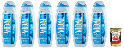 Italian Gourmet E.R. Duschgel Vidal Sensitive Bagnodoccia Delicato Talco Liquido, Talkum Schaumbäder Bades bath shower foam, Pflege und Reinigung des Körpers 6x 500 ml + Italian Gourmet polpa 400g 8032804040014