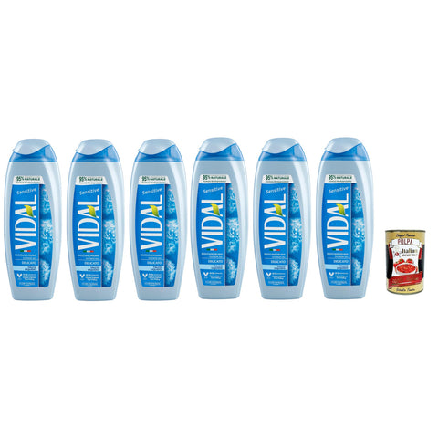 Vidal Sensitive Docciagel Talco liquido Talkum Duschgel, Flüssigpuder Sensitive Pflege und Reinigung des Körpers 6x 250 ml inkl. Italian Gourmet polpa 400g Original italienisch