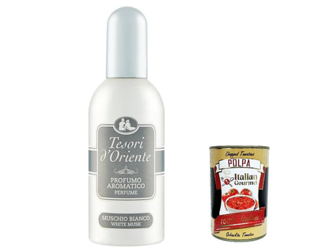 Italian Gourmet E.R. Eau de Toilette 12x tesori d´Oriente Muschio bianco Aromatic Parfum Eau de Toilette white musk EDT 100 ml + Italian Gourmet polpa 400g 8032804040014