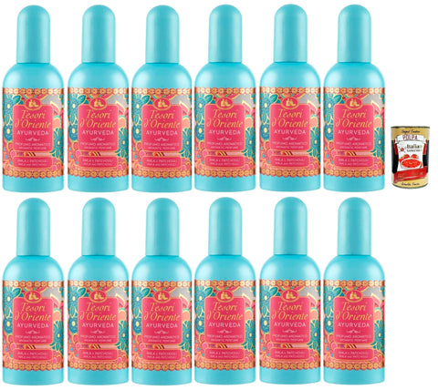 Italian Gourmet E.R. Eau de Toilette Tesori d'Oriente Ayurveda Profumi Edt Eau de Toilette 12x 100 ml spray, Aromatic perfume, Frischer und blumiger Duft + Italian Gourmet polpa 400g 8032804040014