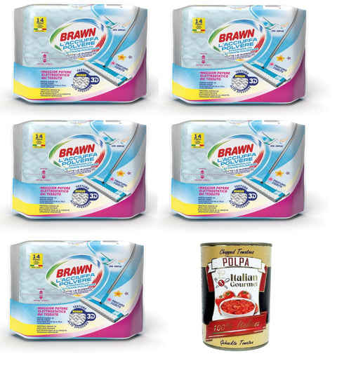 Swiffer Brawn Acciuffapolvere Staubfangtücher - ideal für alle Oberflächen - Brawn - Blumenduft - mit Neemöl, Lavendelöl und Geranie 5 Packungen mit 14 Einheiten Original italienisch inkl. Italian Gourmet Polpa 400g