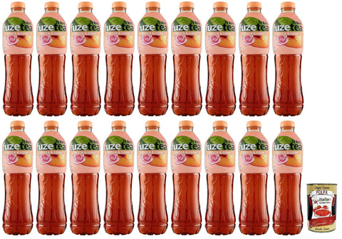 Italian Gourmet E.R. Eistee 18x FUZE TEA Pesca,Schwarzer Tee Pfirsich- und Rosen Eistee,Erfrischungsgetränk,Alkoholfrei,Einweg-PET-Flasche 1,25Lt + Italian Gourmet Polpa di Pomodoro 400g Dose 8032804040014
