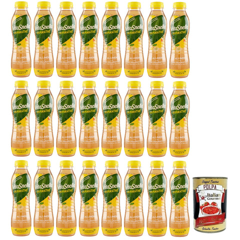 Vitasnella Depurathé Tè al Limone,Eistee aus Zitrone mit reinigenden Kräutern,Hagebutten und Zitronenmelisse,Ohne Zucker Einweg-PET-500ml 24x Original italienisch inkl. Italian Gourmet Polpa di Pomodoro 400g Dose