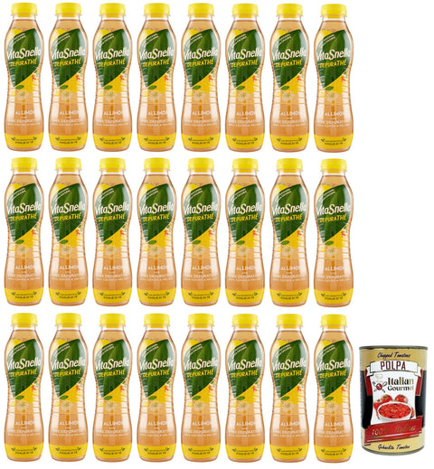 Italian Gourmet E.R. Eistee 24x Vitasnella Depurathé Tè al Limone,Eistee aus Zitrone mit reinigenden Kräutern,Hagebutten und Zitronenmelisse,Ohne Zucker Einweg-PET-500ml + Italian Gourmet Polpa di Pomodoro 400g Dose 8006290804894