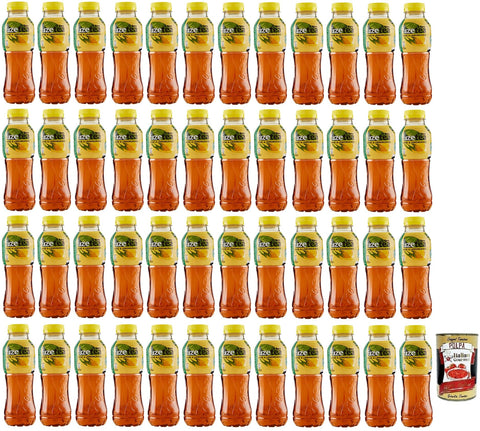Italian Gourmet E.R. Eistee 48x FUZE TEA Limone Eistee, Zitrone Schwarzer Tee mit einer Zitronengras Note,Erfrischungsgetränk,Alkoholfrei,Einweg-PET-Flasche 400ml + Italian Gourmet Polpa di Pomodoro 400g Dose 8032804040014