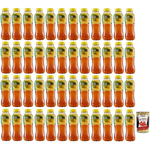 Fuze tea Limone Eistee, Zitrone Schwarzer Tee mit einer Zitronengras Note, Erfrischungsgetränk, Alkoholfrei, Einweg - PET - Flasche 48x 400ml inkl. Italian Gourmet Polpa di Pomodoro 400g Dose Original italienisch