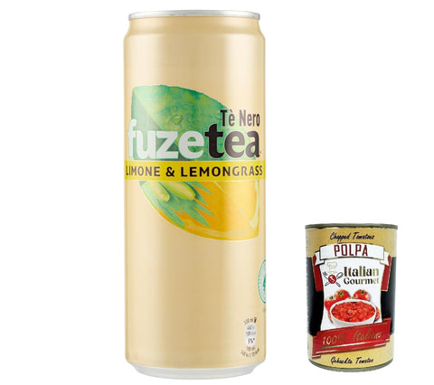 Italian Gourmet E.R. Eistee 48x FUZE TEA, Schwarzer Tee, Zitrone mit einer Notiz von Lemongrass sleek can 33cl, lemon ice tea + Italian Gourmet polpa 400g 5449000236197