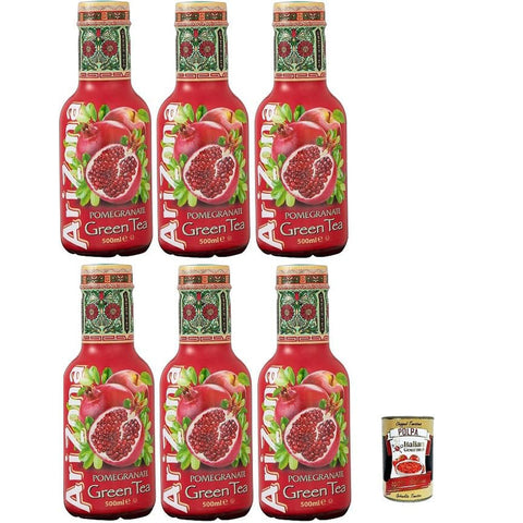Arizona GRÜNER TEE GRANATAPFEL GRÜNER TEE AROMATISIERT MIT GRANATAPFEL 6x 50 CL inkl. Italian Gourmet polpa 400g Original italienisch