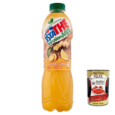 Estathe Infusion mix Limone e zenzero Eistee Zitrone und Ingwer, entkoffeiniert erfrischend 1lt 6x Original italienisch inkl. Italian Gourmet Polpa 400g