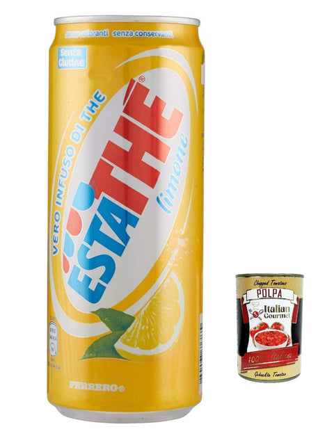 Ferrero Eistee Zitrone The' Limone Dose 330 ml ESTATHE tea the erfrischend 72x Original italienisch inkl. Italian Gourmet Polpa 400g