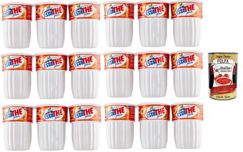 Estathe Eistee Pfirsich The' Pesca Einweg PET-Flasche 18x 20cl Tea The Erfrischungsgetränk, peach iced tea Original italienisch inkl. Italian Gourmet Polpa 400g