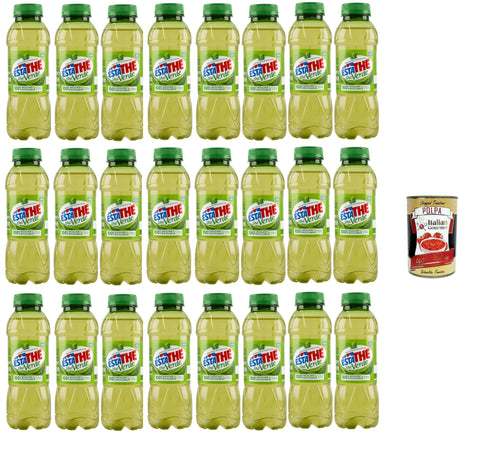 Estathe Eistee The' Verde grüner Tee erfrischend PET 24x 400ml mit Tee Aufguss in natürlichem Mineralwasser, green iced tea Original italienisch inkl. Italian Gourmet Polpa 400g