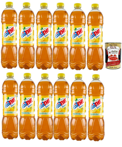 Italian Gourmet E.R. Eistee ESTATHE Eistee Zitrone, The' Limone Einweg PET-Flasche 12x 1,5l Tea The Erfrischungsgetränk, lemon iced tea + Italian Gourmet polpa 400g 8032804040014