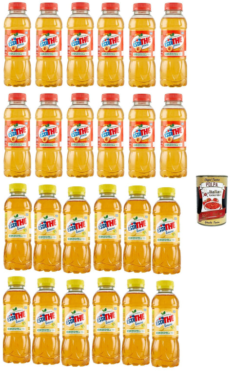 Italian Gourmet E.R. Eistee ESTATHE Testpaket, Eistee Pfirsich und Zitrone, The' Pesca e limone, Einweg PET-Flasche 24x 400ml Tea The Erfrischungsgetränk, iced tea + Italian Gourmet polpa 400g 8032804040014