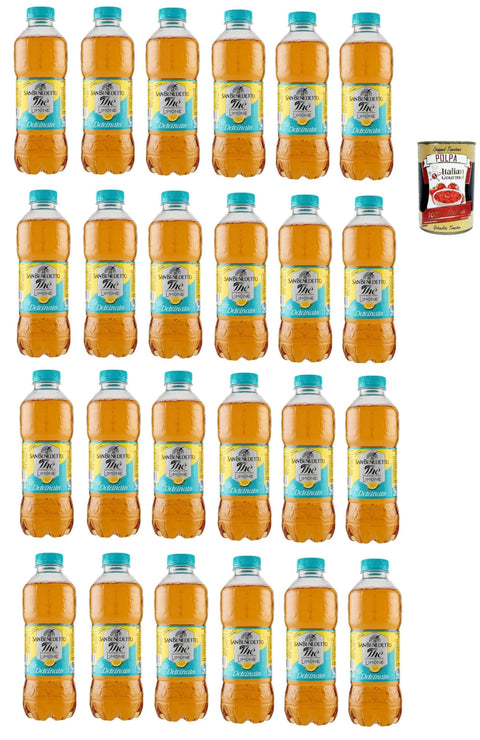 Italian Gourmet E.R. Eistee San Benedetto Thè Deteinato Limone 24x 500ml, entkoffeiniert Eistee The' Zitrone PET Einweg, ice tea erfrischend, Ohne Konservierungsstoffe und künstliche Farbstoffe + Italian Gourmet polpa 400g 8032804040014