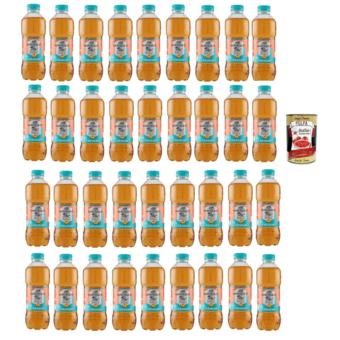 San Benedetto Thè Deteinato Pesca 36x 500ml, entkoffeiniert Eistee The' Pfirsch PET Einweg, ice tea erfrischend, Ohne Konservierungsstoffe und künstliche Farbstoffe Original italienisch inkl. Italian Gourmet Polpa 400g