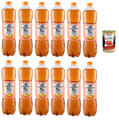 Italian Gourmet E.R. Eistee San Benedetto Thè Pesca 12x 1,5 L, Eistee The' Pfirsich PET Einweg, ice tea erfrischend, Ohne Konservierungsstoffe und künstliche Farbstoffe + Italian Gourmet polpa 400g 8032804040014