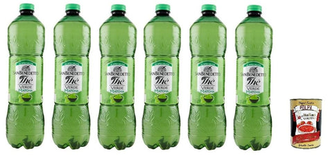 Italian Gourmet E.R. Eistee San Benedetto Thè Verde & Matcha 6x 1,5Lt, Eistee The' grüner Tee und Kaktus PET Einweg, ice tea erfrischend, Ohne Konservierungsstoffe und künstliche Farbstoffe + Italian Gourmet polpa 400g 8032804040014