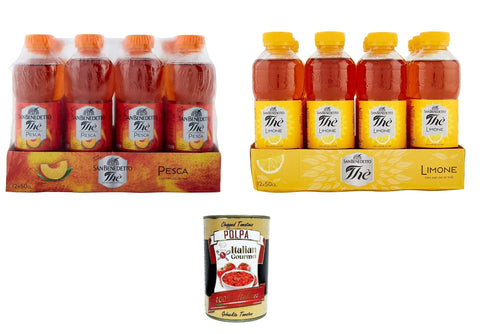 Italian Gourmet E.R. Eistee Testpaket 12x San Benedetto The Pesca Eistee erfrischend Pfirsich 500 ml + 12x San Benedetto The Zitrone 500ml + Italian Gourmet polpa 400g 8001620022962