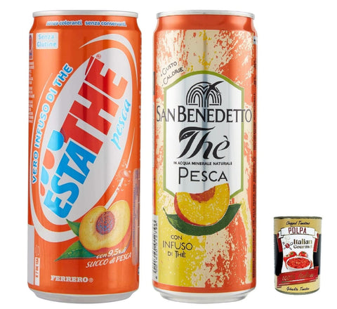 Italian Gourmet E.R. Eistee Testpaket San benedetto und Ferrero Eistee Pfirsch The' Pesca Dose 48xx 330 ml ESTATHE tea the erfrischend + Italian Gourmet polpa 400g 8000500267370