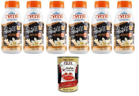 Italian Gourmet E.R. Eiweißgetränke Zymil Hochverdauliches, laktosefreies Benefit-Protein, Vanillegeschmack, 6x250 ml +Italian Gourmet Polpa di Pomodoro 400gr 8032804040014