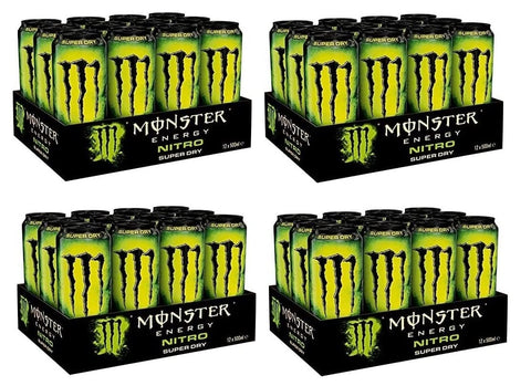 Monster Energy Nitro Super Dry Energy Drink Energiegetränk erfrischend und durstlöschend mit Zitrusgeschmack 500ml Einwegdose Analkoholisches Getränk Soft Drink 48x Original italienisch