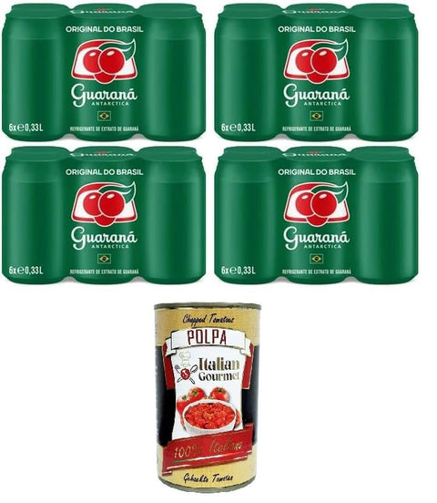 Italian Gourmet E.R. Energy Drinks Antarctica Guarana Original do Brasil Original Guarana aus Brasilien Erfrischungsgetränk mit unvergesslichem Geschmack 24x33cl +Italian Gourmet polpa 400g 8032804040014