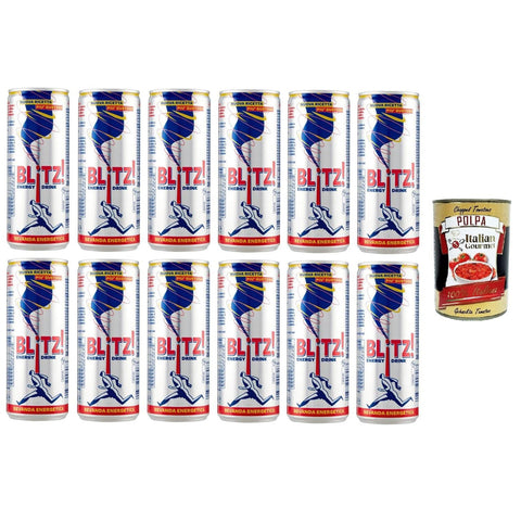 Blitz ! energy drink bevanda energetica Energiegetränk 12x250 ml Original italienisch inkl. Italian Gourmet Polpa 400g