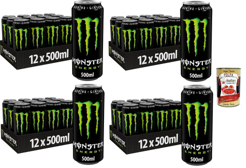 Italian Gourmet E.R. Energy Drinks Monster Energy - koffeinhaltiger Energydrink mit klassischem Energy-Geschmack - in wiederverschließbaren Dosen (48 x 500 ml) + Italian Gourmet polpa 400g 8032804040014