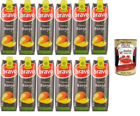Italian Gourmet E.R. Energy Drinks Rauch Bravo Premium Exotic Mango, mit Vitamin C, ohne Farbstoffe, ohne Konservierungsstoffe, 12x1lt+ Italian Gourmet polpa 400g 8032804040014