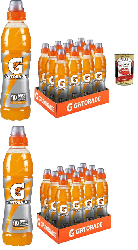 Italian Gourmet E.R. Energy Drinks Sport Drink Arancia, Sportgetränk nicht kohlensäurehaltiger orangefarbener Geschmack, hilft der Wiedereingliederung verlorener Mineralsalze, 24x 500 ml + italian Gourmet polpa 400g 8032804040014