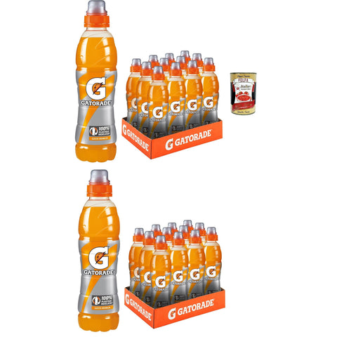 Sport Drink Arancia Sportgetränk nicht kohlensäurehaltiger orangefarbener Geschmack, hilft der Wiedereingliederung verlorener Mineralsalze, 24x 500 ml Original italienisch inkl. Italian Gourmet Polpa 400g