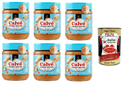 Calvè Peanut Butter Light Leichte Erdnussbutter 6x350gr inkl. Italian Gourmet Polpa di Pomodoro 400g Original italienisch