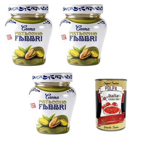 Fabbri Crema Pistacchio senza glutine Glutenfreie Pistaziencreme 3x200gr Original italienisch inkl. Italian Gourmet Polpa 400g