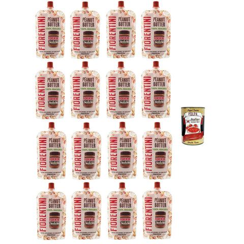 Fiorentini Peanut Butter 100% Arachidi in Pouch Erdnussbutter 100% Erdnüsse im Beutel 16x100 g Original italienisch inkl. Italian Gourmet Polpa 400g